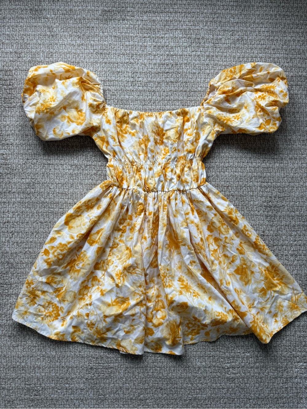 Abercrombie & Fitch Yellow Floral Puff-Sleeve Dress